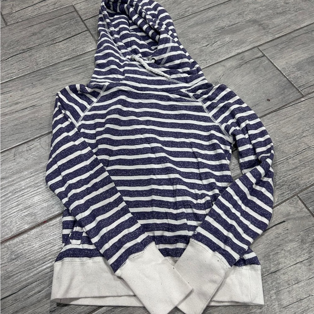 Garage Blue and White Cowl Neck Sweater Nautical Stripes